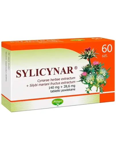 Sylicynar tabletki powlekane, 60 tabletek - Do stosowania po uszkodzeniach wątroby spowodowanych m.in. czynnikami toksycznymi