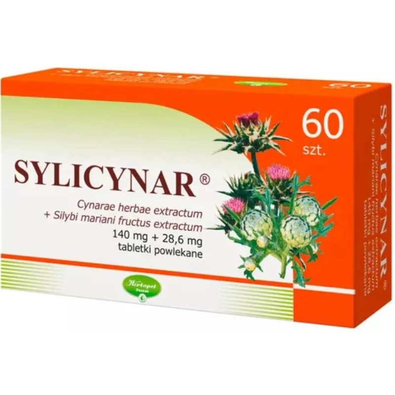 Sylicynar tabletki powlekane, 60 tabletek - Do stosowania po uszkodzeniach wątroby spowodowanych m.in. czynnikami toksycznymi