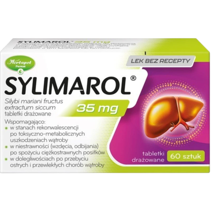 Sylimarol 35 mg 60 tabletek drażowanych - Wspomagają w stanach rekonwalescencji po toksyczno-metabolicznych uszkodzeniach wątroby