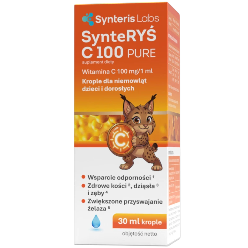 SynteRyś C 100 Pure Witamina C,  krople 30 ml - Dla niemowląt od 1. miesiąca, dzieci i dorosłych