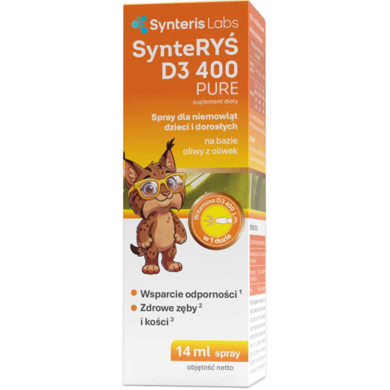 SynteRyś D3 400 Pure, spray 14 ml - Witamina D3 w sprayu dla niemowląt, dzieci i dorosłych