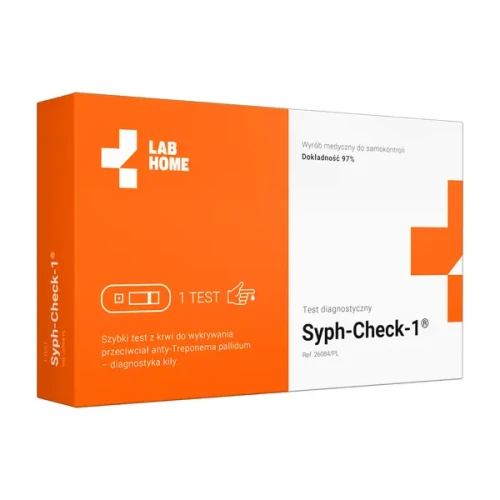 Syph-Check-1 Test na kiłę z krwi, 1 sztuka - Szybki test z krwi do wykrywania wczesnej i późnej kiły (Treponema pallidum)