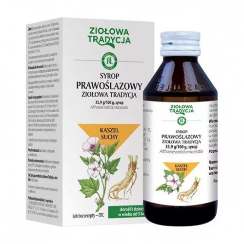Ziołowa Tradycja syrop prawoślazowy, 250 ml - Łagodzi podrażnienia błony śluzowej gardła i suchy kaszel