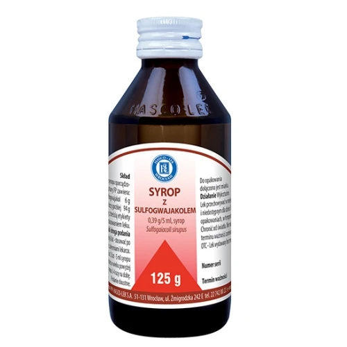 Syrop z Sulfogwajakolem 390 mg/5ml, 125 g - Wykrztuśny syrop ułatwiający odkrztuszanie zalegającej wydzieliny