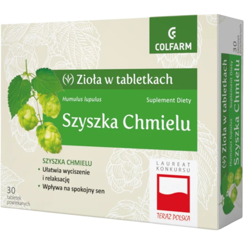 Colfarm Szyszka chmielu, 30 tabletek powlekanych - Suplement diety z wyciągiem z szyszek chmielu