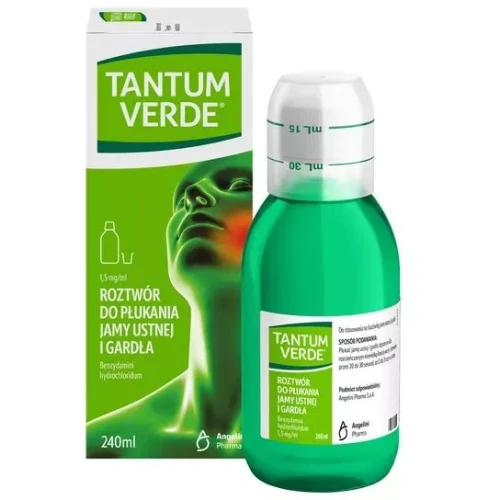 Tantum Verde roztwór do płukania jamy ustnej i gardła, 240 ml - O działaniu przeciwzapalnym i przeciwbólowym oraz miejscowo znieczulającym 