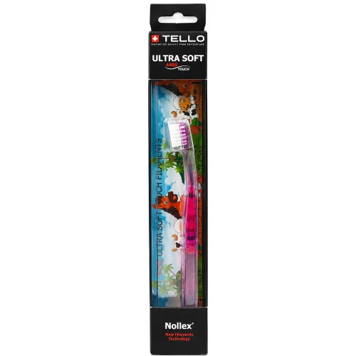 Tello Junior Ultra Soft 4480 Black, szczoteczka do zębów, 1 sztuka - Bezpiecznie usuwa płytkę nazębną u dzieci w wieku 6-12 lat