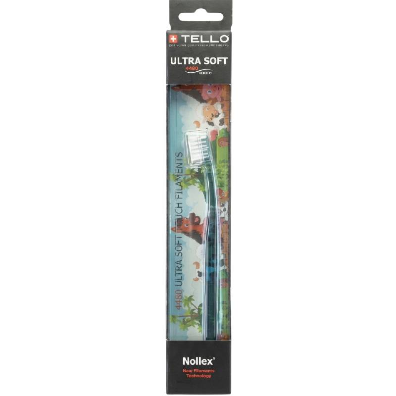 Tello Ultra Soft 4480, szczoteczka do zębów dla dzieci od 4 lat, 1 sztuka - Bezpiecznie usuwa płytkę nazębną