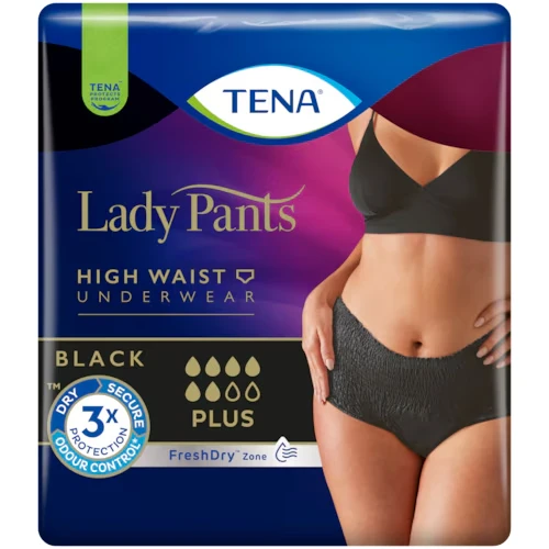 Tena Lady Pants Black Plus Majtki chłonne z wysokim stanem M, 30 sztuk - Majtki chłonne damskie na średnie nietrzymanie moczu