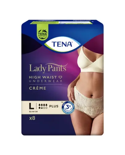 Tena Lady Pants Plus Creme L Majtki chłonne OTC Edition, 8 sztuk - Bielizna stworzona z myślą o nietrzymaniu moczu