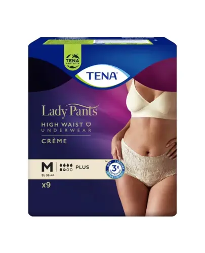 Tena Lady Pants Plus Creme M Majtki chłonne OTC Edition, 9 sztuk - Bielizna stworzona z myślą o nietrzymaniu moczu