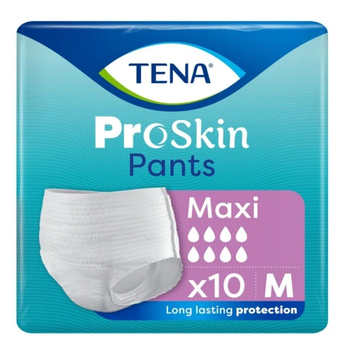 Tena Pants ProSkin Maxi M Majtki chłonne, 10 sztuk - 100% zabezpieczenia w średnim i ciężkim stopniu nietrzymania moczu