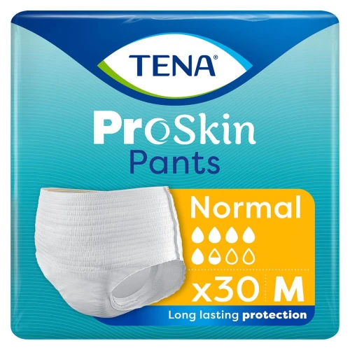 Tena Pants ProSkin Normal M Majtki chłonne, 30 sztuk - Potrójna ochrona: suchość, miękkość i zabezpieczenie przed przeciekaniem