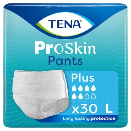 Tena Pants ProSkin Plus L Majtki chłonne, 30 sztuk - Zapewniają ochronę i poczucie pewności umożliwiające prowadzenie aktywnego stylu życia