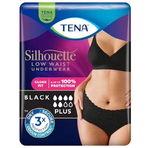 Tena Silhouette z niskim stanem Black Plus L, 10 sztuk - Pieluchomajtki dla kobiet