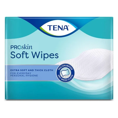 Tena Soft Wipes Chusteczki oczyszczające suche, 135 sztuk - Niezwykle miękka i chłonna chusteczka do mycia na sucho