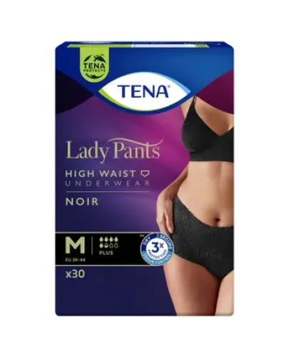 Tena Lady Pants Plus Noir M Majtki chłonne, 30 sztuk - Bielizna stworzona z myślą o nietrzymaniu moczu