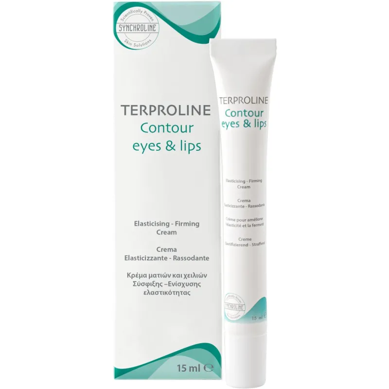 Synchroline Terproline Contour Eyes & Lips Uelastyczniający preparat do okolic oczu i ust, 15 ml - Redukuje zmarszczki i poprawia elastyczność skóry