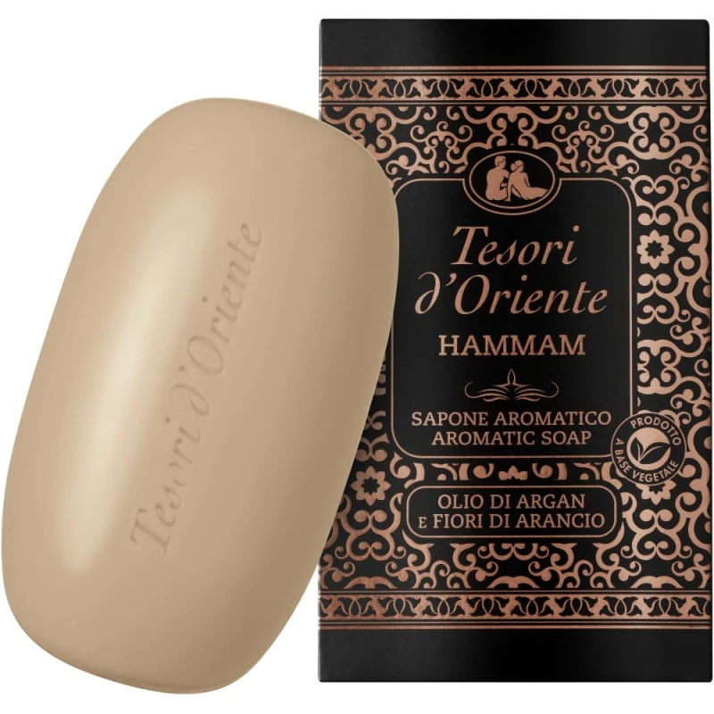 Tesori d'Oriente Hammam Mydło w kostce, 125 g - Z olejkiem arganowym i kwiatem pomarańczy