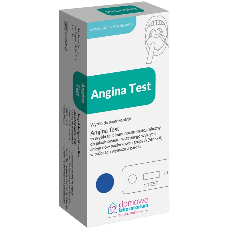 Test Angina Strep A, 1 sztuka - Domowy test na paciorkowce grupy A