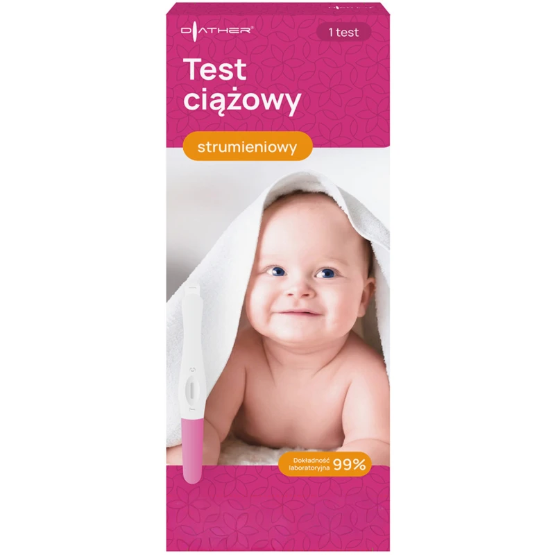 Diather Test ciążowy hCG strumieniowy, 1 sztuka - Do wczesnego diagnozowania ciąży w warunkach domowych