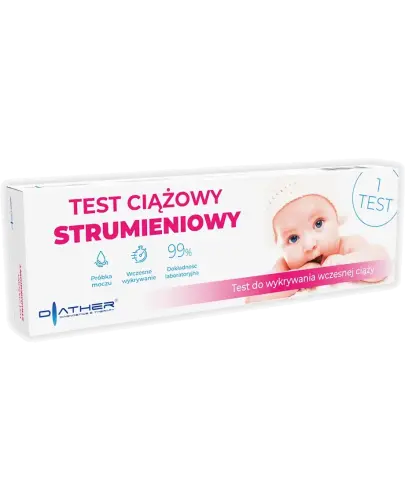 Test ciążowy hCG strumieniowy Diather, 1 sztuka - Do wczesnego diagnozowania ciąży w warunkach domowych