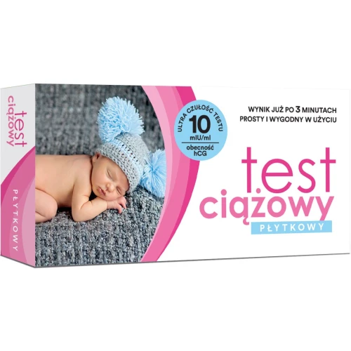 Test ciążowy Płytkowy, 1 sztuka - Czułość 10mlU/ml