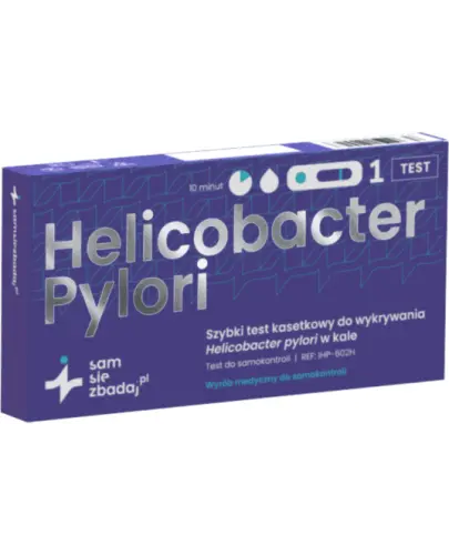 Helicobacter pylori Szybki test kasetkowy, 1 sztuka - Szybki test kasetkowy do wykrywania Helicobacter pylori w kale