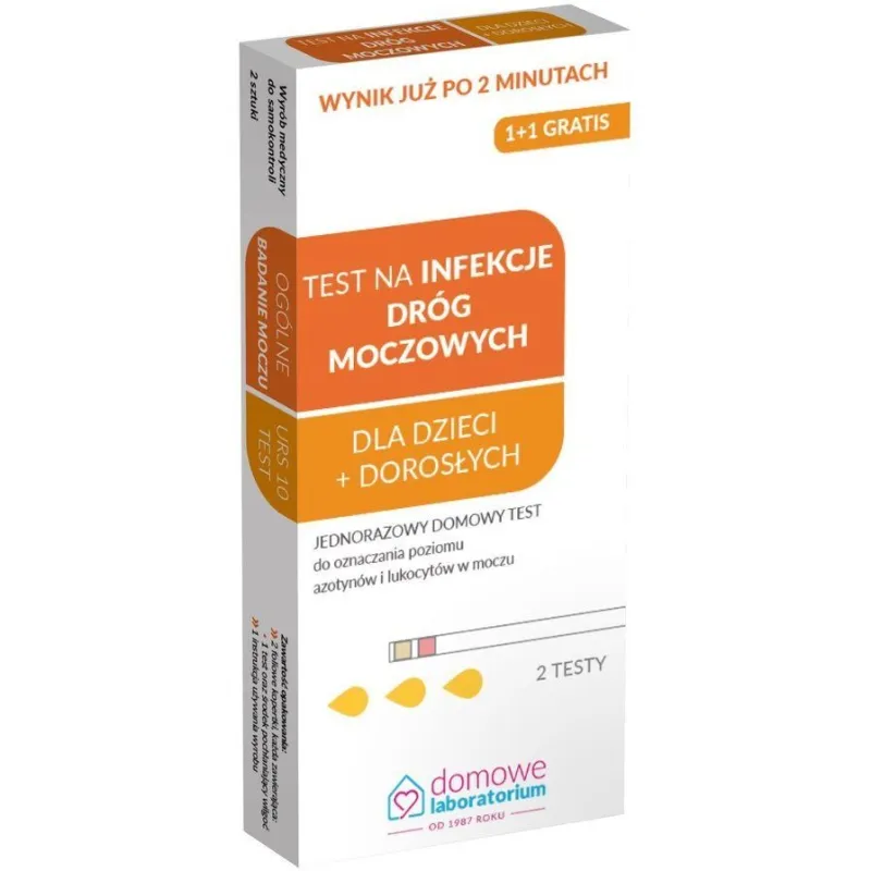 Test Na infekcje dróg moczowych dla dzieci i dorosłych, 2 sztuki - Do domowej diagnostyki infekcji dróg moczowych