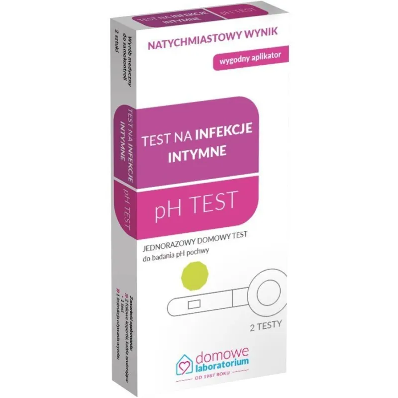 Test Na infekcje intymne pH, 2 sztuki - domowa kontrola  prawidłowego pH pochwy