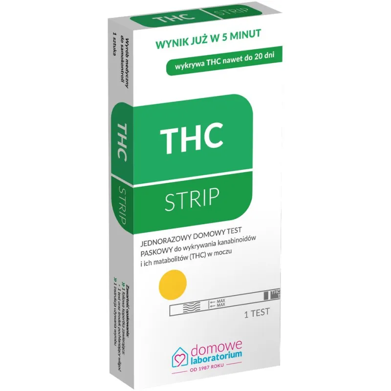 Test THC Strip, do wykrywania narkotyków w moczu, 1 sztuka - Do wykrywania obecności marihuany lub haszyszu w moczu