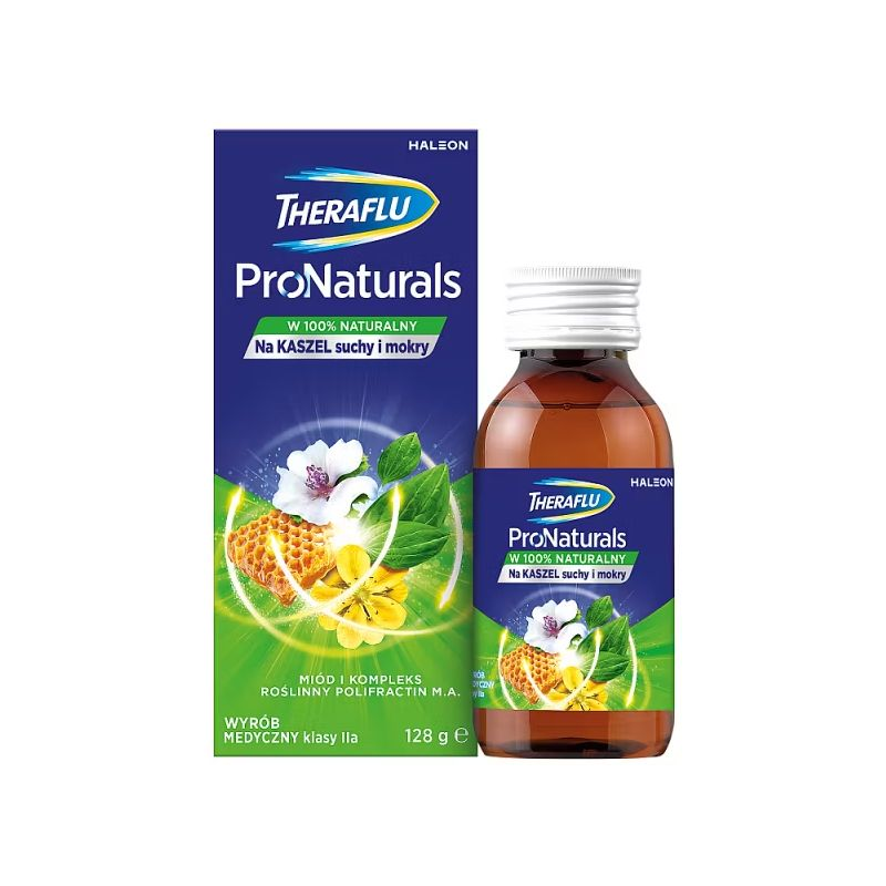 Theraflu ProNaturals Syrop, 128 g - Naturalny syrop na kaszel suchy i mokry