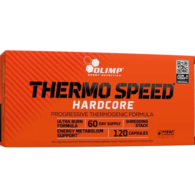 Olimp Thermo Speed Hardcore Mega Caps, 120 kapsułek - Z kofeiną, niacyną, chromem i ekstraktami roślinnymi