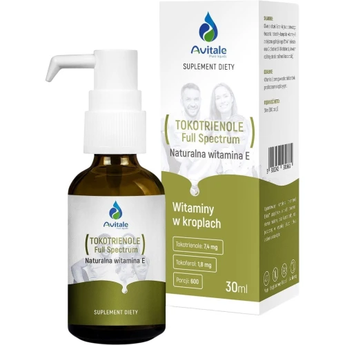 Avitale Tokotrienole Full Spectrum (Naturalna Witamina E) Krople, 30 ml - Witamina E w oliwie z oliwek