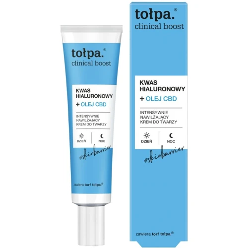 Tołpa Clinical Boost Kwas Hialuronowy + Olej CBD Krem do twarzy, 40 ml - Do odwodnioną skórę i odbudowy bariery hydrolipidowej
