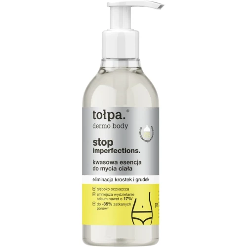 Tołpa Dermo Body Stop Imperfections Kwasowa esencja do mycia ciała, 300 ml - Oczyszczanie i redukcja niedoskonałości, krostek i nadmiaru sebum