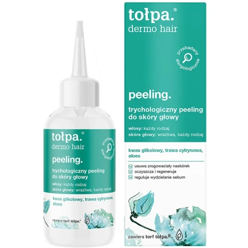 Tołpa Dermo Hair Trychologiczny peeling do skóry głowy, 100 ml - Oczyszczający peeling kwasowy regulujący sebum
