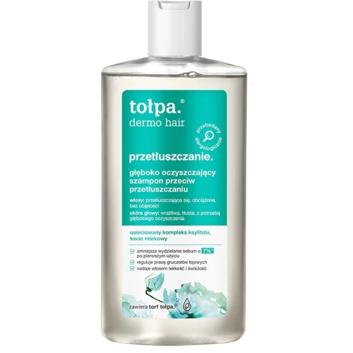 Tołpa Dermo Hair Przetłuszczanie Głęboko oczyszczający szampon, 250 ml - Reguluje sebum i odświeża włosy