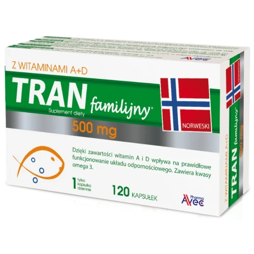 Tran Familijny A+D, 120 kapsułek - Tran w kapsułkach