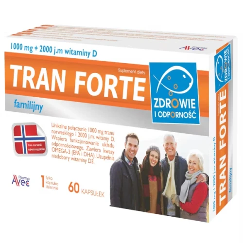 Tran Familijny Forte, 60 kapsułek - Tran norweski z wysoką dawką witaminy D