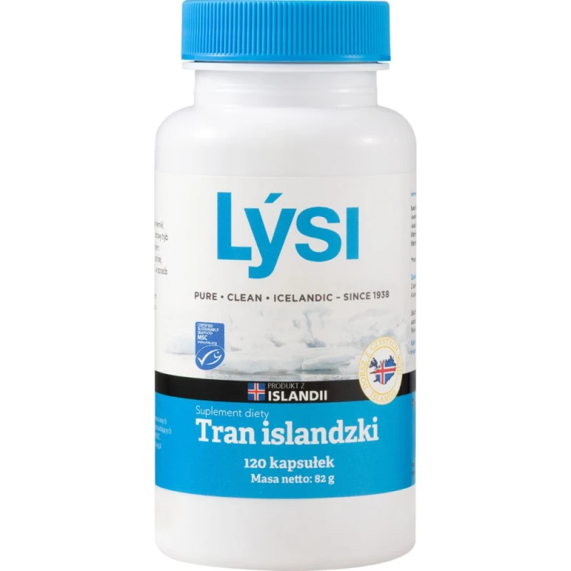 Lýsi Tran islandzki 500 mg, 120 kapsułek - Olej z wątroby dorsza