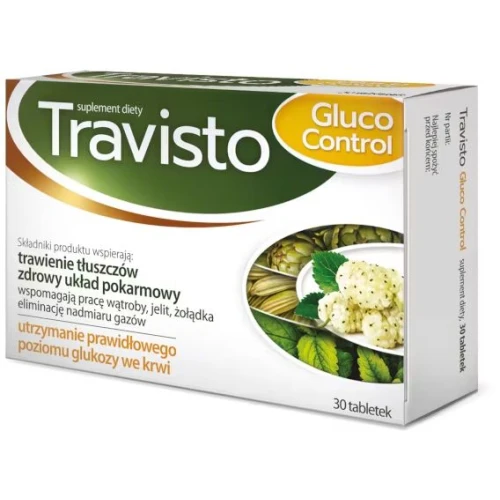 Travisto Gluko Control, 30 tabletek - Wsparcie trawienia i poziomu cukru