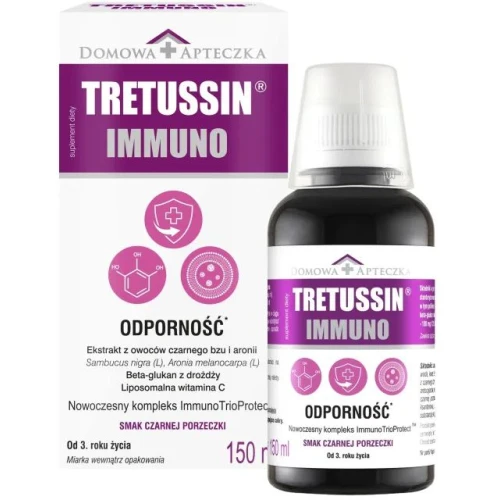 Tretussin Immuno, 150 ml - Wsparcie prawidłowego funkcjonowania układu odpornościowego dla dzieci i dorosłych