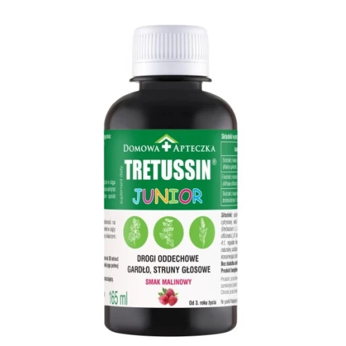 Tretussin Junior, 165 ml - Syrop z prawoślazem, ślazem i dziewanną na gardło