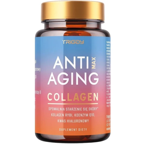 Triggi Anti Aging Collagen Max, 60 kapsułek - Kolagen rybi, koenzym Q10, kwas hialuronowy, witaminy i cynk