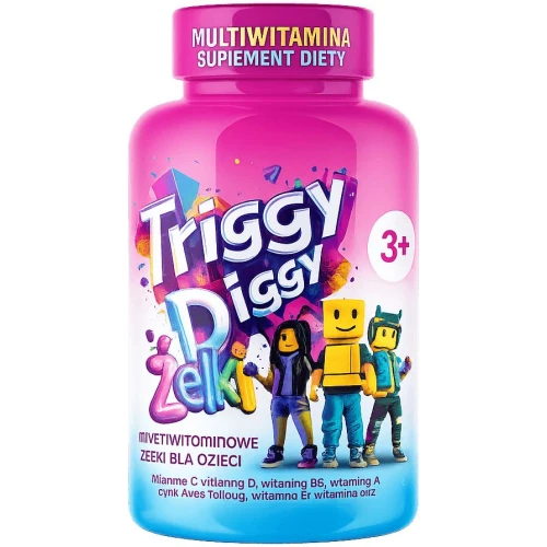 Triggy Diggy Multiwitaminowe żelki dla dzieci 3+, 50 sztuk - Kompleks witamin wspierających rozwój dziecka