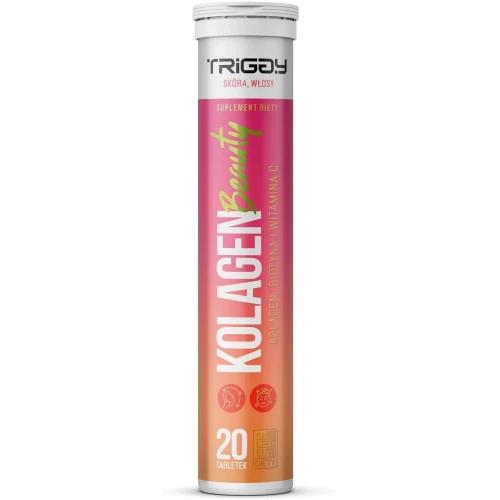 Triggy Kolagen Beauty, 20 tabletek musujących - Smak marakuja, mango, brzoskwinia