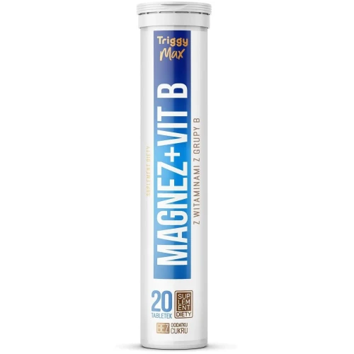 Triggy Magnez + Vit B, 20 tabletek musujących - Smak porzeczkowy