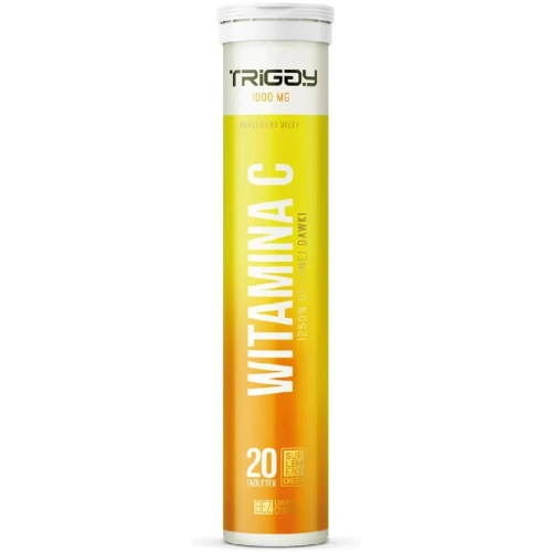 Triggy Witamina C 1000 mg Smak Pomarańczowy, 20 tabletek musujących - Wysoka dawka witaminy C bez cukru
