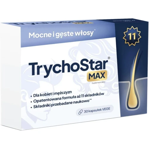 TrychoStar Max, 30 kapsułek - Kompleksowa kuracja dla zdrowych włosów
